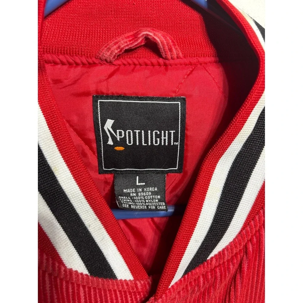 Vintage Detroit Red Wings Corduroy Varsity Jacket Spotlight Large Korea 80s‎